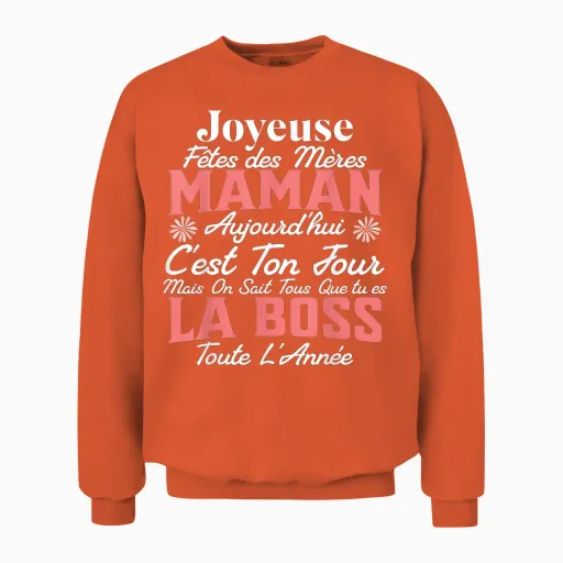 Mum Gift Mother's Day T-Shirt, Black, S Unisex Sweatshirt - Orange