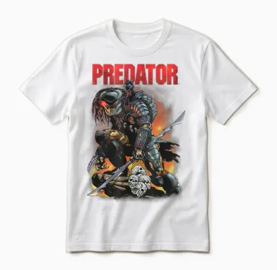 Predator Ready to Hunt Big Chest Iconic Retro Poster V2 Unisex T-Shirt - White