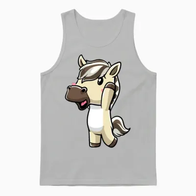 Fjord Horse Kawaii Emoticon Unisex Tank Top - Ash