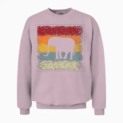 Elephant Retro Unisex Sweatshirt - Light Pink