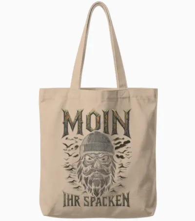 Moin Ihr Spacken North German Low German Skull Moin Tote Bags - Natural