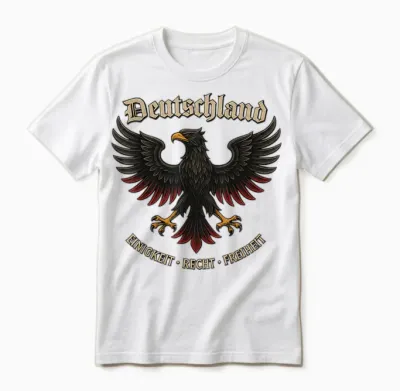 T-Shirt with German Eagle Retro Unity Right Freedom Unisex T-Shirt - White