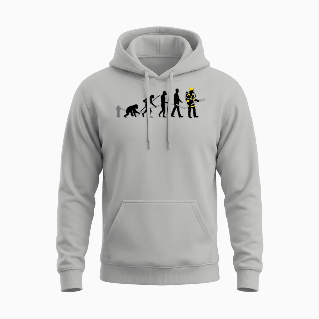 Feuerwehr Feuerwehrmann Evolution Cool Vintage Retro Unisex Hoodie in Ash