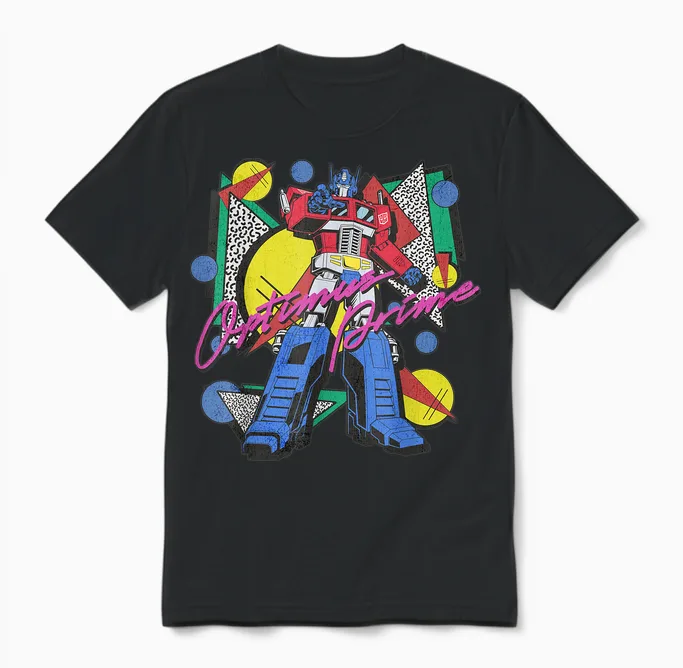 Transformers Retro Optimus Prime 80's Print Unisex T-Shirt in Black