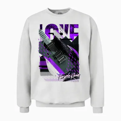 Wb100 Purple Rain Love Guitar Retro Prince Collage Logo Unisex Sweatshirt - White