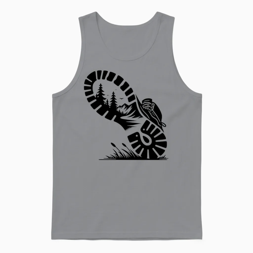 Hiking Boot with Forest Profile for Hikers Unisex Tank Top in Sport Grey