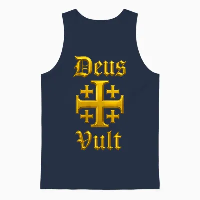 Deus Vult - Jerusalemkreuz - Katholischer Ritter Unisex Tank Top - Navy