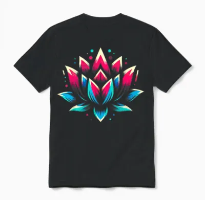 Symbole De Fleur De Lotus Cool Dans Le Style Artistique Graffiti Homme Femme Unisex T-Shirt - Black