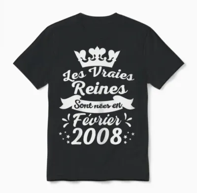 Les Vraies Reines Sont Nées En Février 2008 - Cadeau 18 Ans Unisex T-Shirt - Black