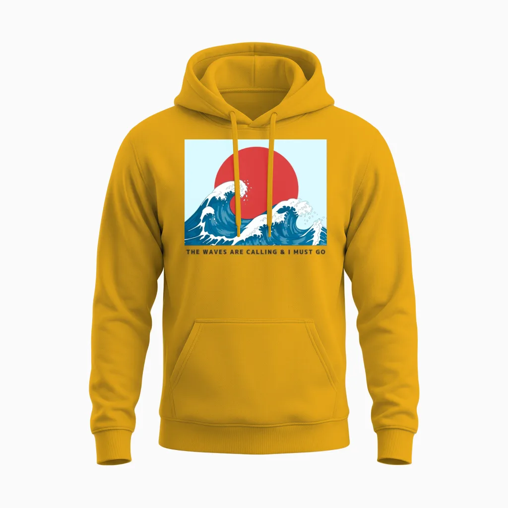 Waves Hunter Hunting Gift Unisex Hoodie in Gold