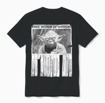 Star Wars Yoda Free Words of Wisdom Flyer T-Shirt, Black Unisex T-Shirt - Black