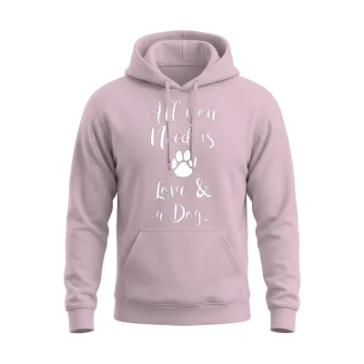 Love and a Dog Unisex Hoodie - Light Pink