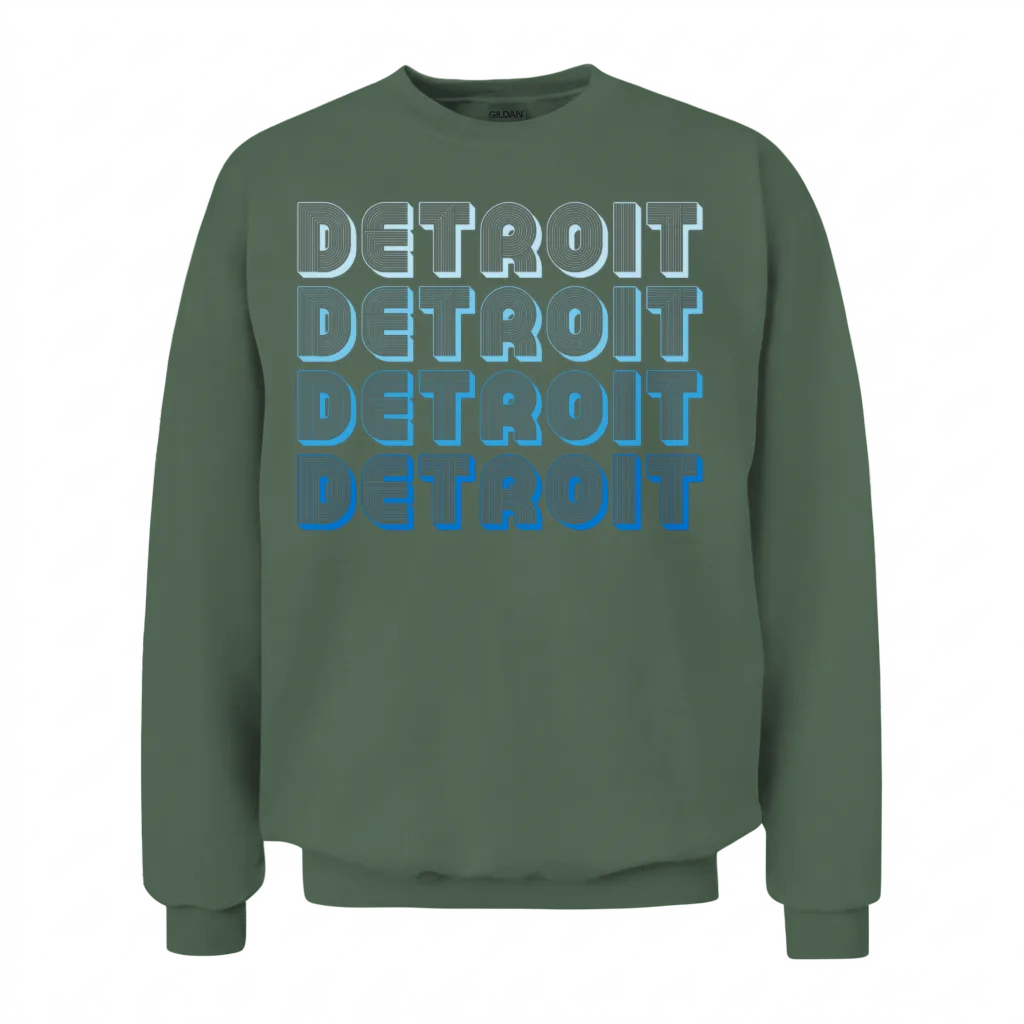 Retro Detroit Michigan Unisex Sweatshirt - Military Green