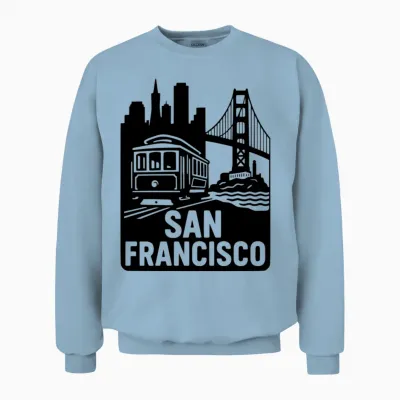 San Francisco California Gate City Cable Car Unisex Sweatshirt - Light Blue