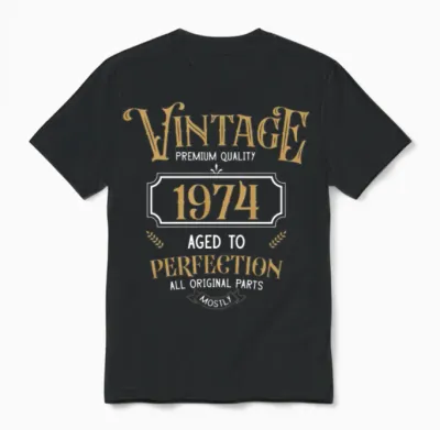 1974 Vintage Birthday Unisex T-Shirt - Black
