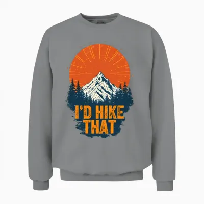 I'd Hike That - Vintage Mountain Hiking Unisex Sweatshirt - Sport Grey