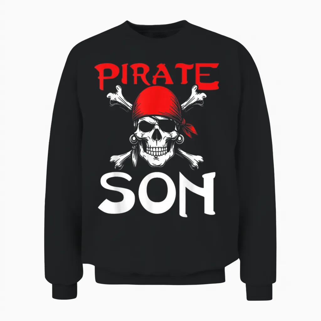 Pirate Son Pirate Skull Kids & Baby Gift Unisex Sweatshirt in Black