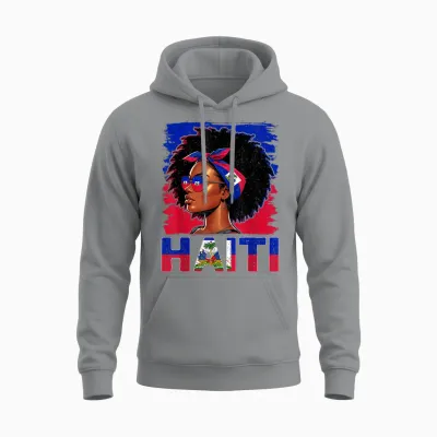 Haitian Flag Haitian Girl Proud Haitian Afro Haitian Women Unisex Hoodie - Sport Grey
