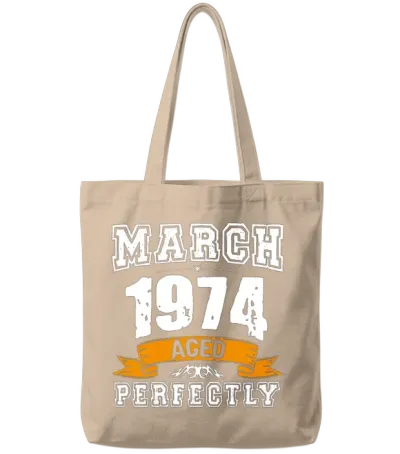 March 1974 Vintage Birthday Present Tote Bags - Natural