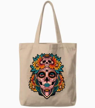Psychedelic Human Retro Tote Bags - Natural