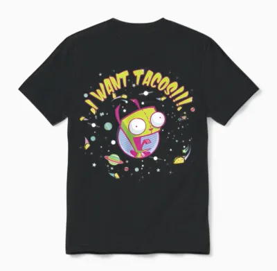 Nickelodeon Invader Zim Gir Wants Tacos Unisex T-Shirt - Black