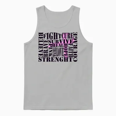 Breast Cancer Words Unisex Tank Top - Ash