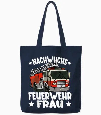 Kinder Mädchen Feuerwehr Nachwuchs Feuerwehrfrau Lustiges Tote Bags - Navy