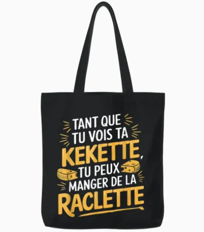 Raclette Fan Men's Father's Day Original Humour T-Shirt, Black, S Tote Bags - Black