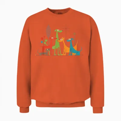 Retro Mid Century Modern Dogs 50s 60s Atomic Art Design Unisex Sweatshirt - Orange
