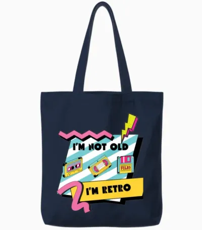 90s Retro Tote Bags - Navy