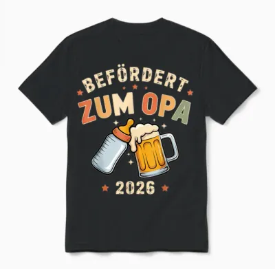 Grandpa 2026 T-Shirt with German Text "ich Werde Opa Schwangeran" Unisex T-Shirt - Black
