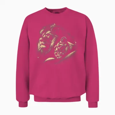 Lion and Lioness Symbol of Love, Loyalty and Partnership T-Shirt, Black Unisex Sweatshirt - Heliconia