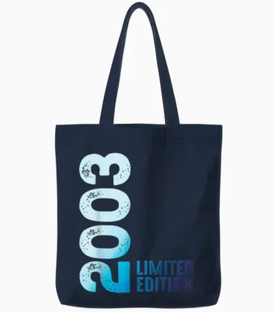 Limited Edition Anniversary 2003 T-Shirt, Black, S Tote Bags - Navy