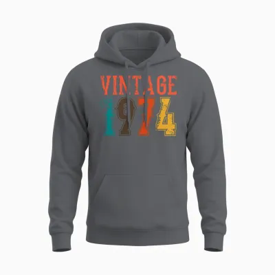 1974 Born Birthday Dad Vintage 1974 Unisex Hoodie - Charcoal
