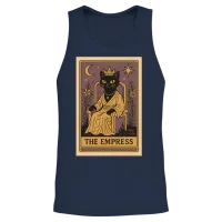 The Empress Cat Tarot – Mystical Black Cat Vintage Unisex Tank Top - Navy – 2