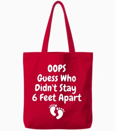 Social Distancing Funny Pregnancy Announcement Tote Bags - Red