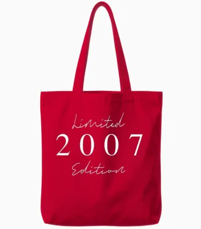 Limited Edition 2007 Anniversary 2007 Born 2007 Vintage Tote Bags - Red