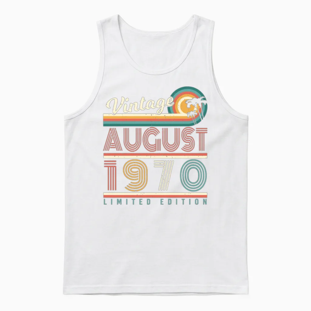 August 1970 Retro Unisex Tank Top in White