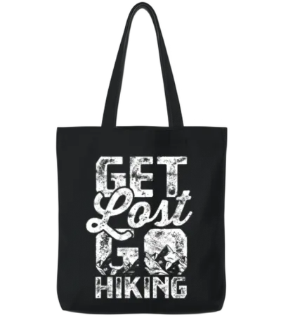 Get Lost, Go Hiking - Hiking Tote Bags - Black