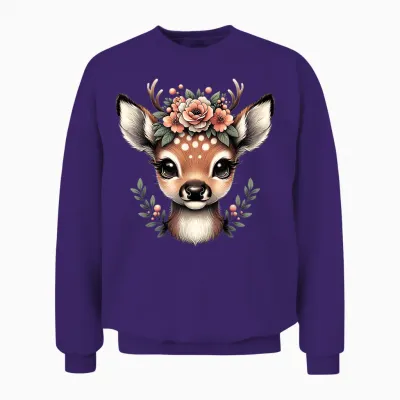 Reindeer Deer Costume Shirt Dirndl Deer T-Shirt Women's Costume T-Shirt, Black, S Unisex Sweatshirt - Purple