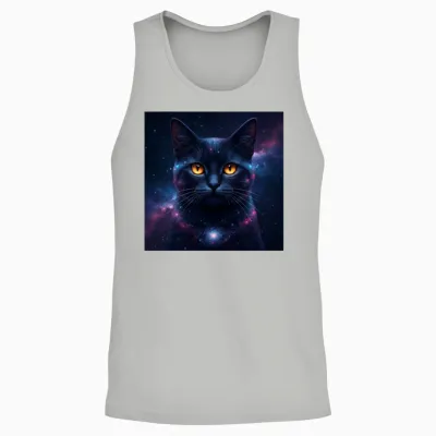 Galaxy Cat Kitten Face Nebula Eyes Space Kitty Art Unisex Tank Top - Ash