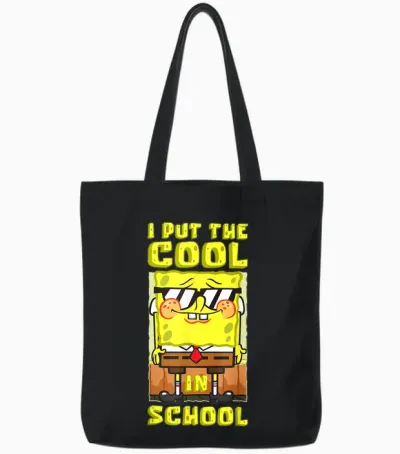Mademark X Spongebob Squarepants - Spongebob Back to School I Put the Cool in School Boys Gift Tote Bags - Black
