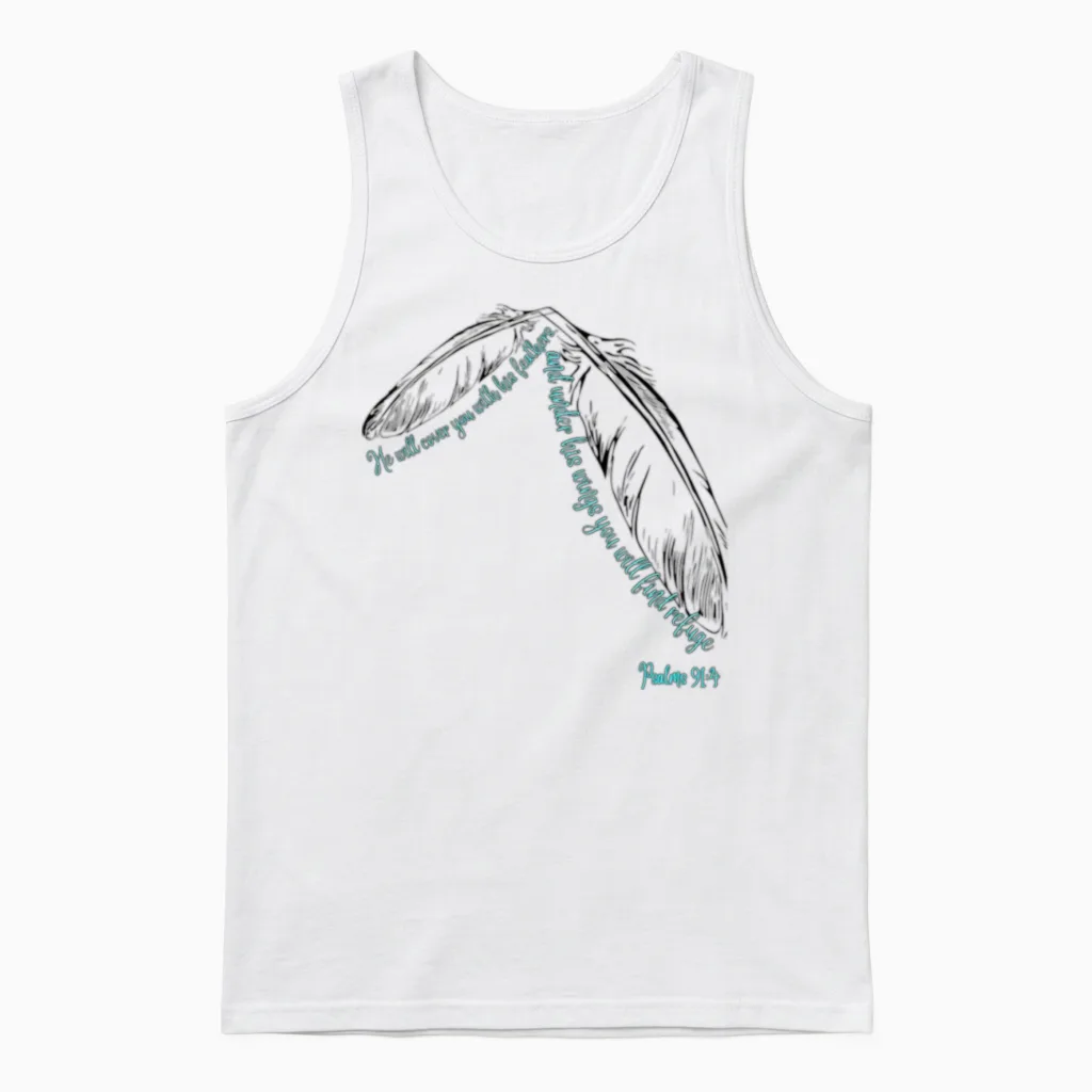 Psalms 91:4 Bible & Scripture Unisex Tank Top in White