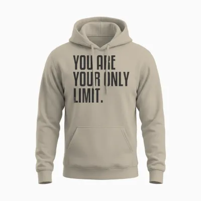 Fitness Backprint Slogan Jogging Training Motivation Sports T-Shirt, Black Unisex Hoodie - Sand