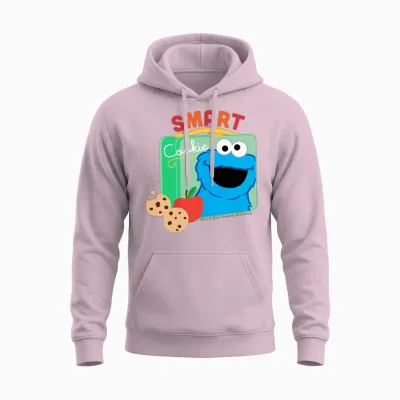 Sesame Street Cookie Monster Smart Inscription Unisex Hoodie - Light Pink