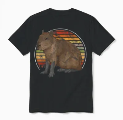 Vintage Capybara Retro Animal Unisex T-Shirt - Black