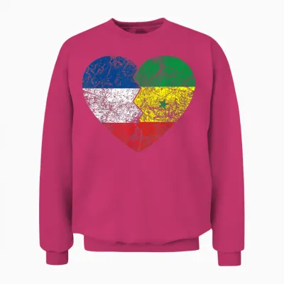 Senegalese Heart Flag | France Senegal Roots Vintage Unisex Sweatshirt - Heliconia
