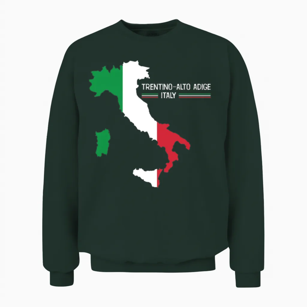 Trentino Alto Adige Italy Map Region Italy Unisex Sweatshirt in Forest