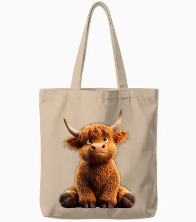 Kuh Highland Cow Hochlandrind Bauer Rind Bauernhof Süße Kühe Tote Bags - Natural