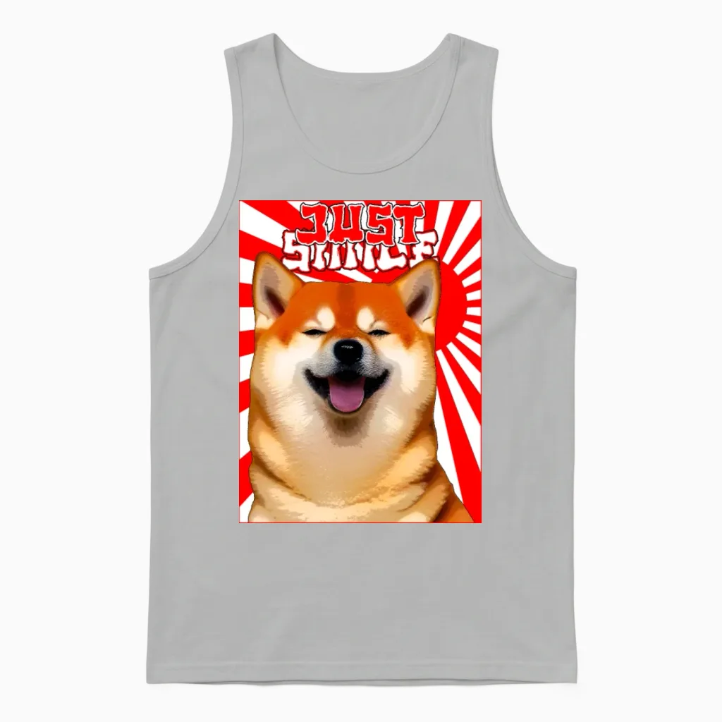 Just Smile Shiba Graphic Unisex Tank Top in Ash
